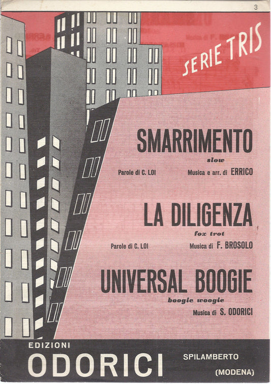 SMARRIMENTO - LA DILIGENZA - UNIVERSAL BOOGIE # SPARTITO - Ed. Odorici