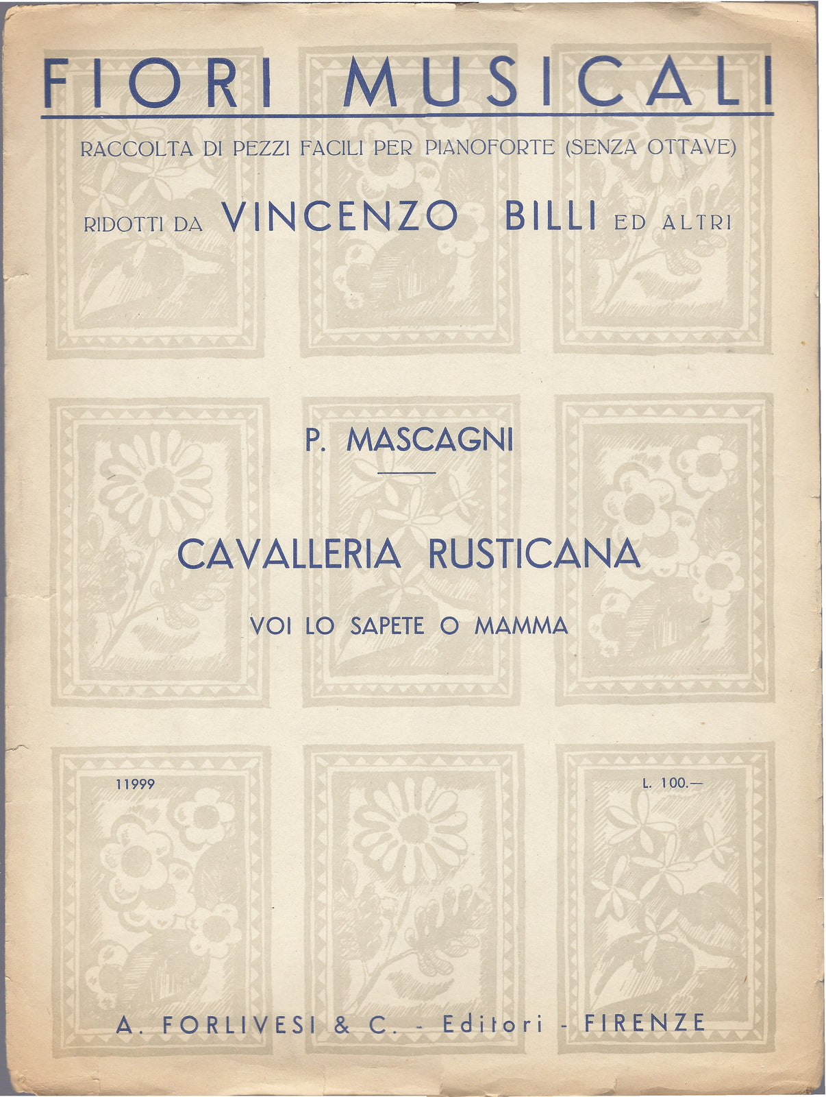 FIORI MUSICALI - Mascagni CAVALLERIA RUSTICANA Voi lo sapete o mamma -- SPARTITO