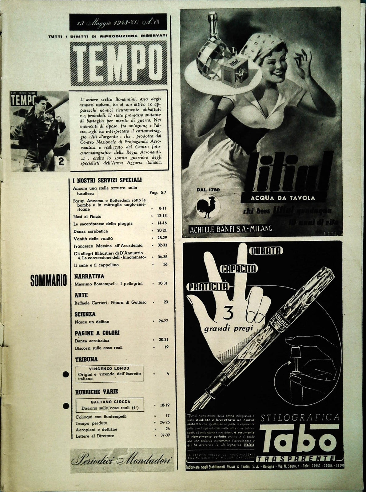 TEMPO N. 207 - 3-20 MAGGIO 1943 - BOMABRADAMENTI IN EUROPA - DANZA ACROBATICA
