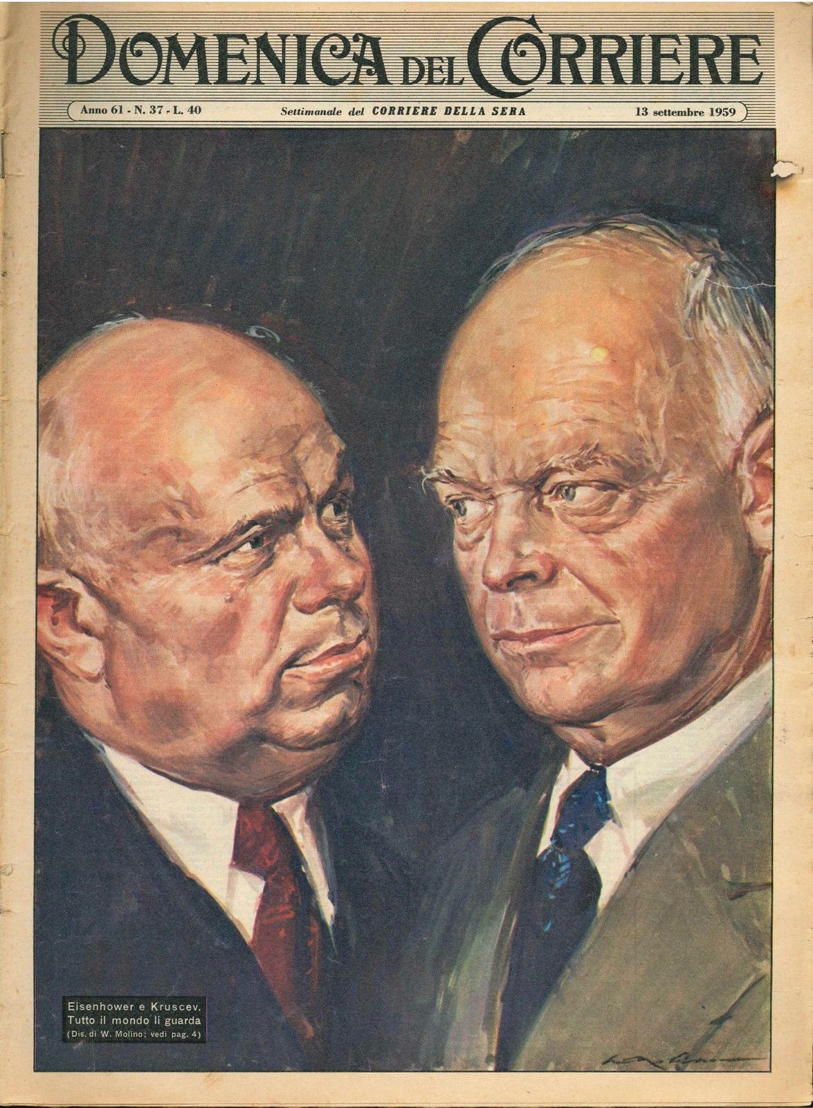 DOMENICA DEL CORRIERE N 37 - 13 SETTEMBRE 1959 - ILL. WALTER MOLINO