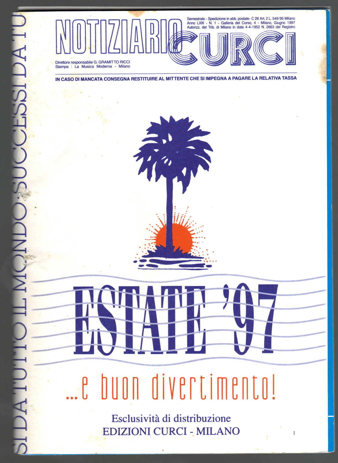 ESTATE 1997 - NOTIZIARIO CURCI - 'VOGLIA D'ESTATE' - 'MUSICA LATINA' -- SPARTITO