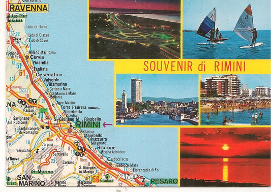RIMINI - SOUVENIR CINQUE VEDUTE CON CARTINA - V1993