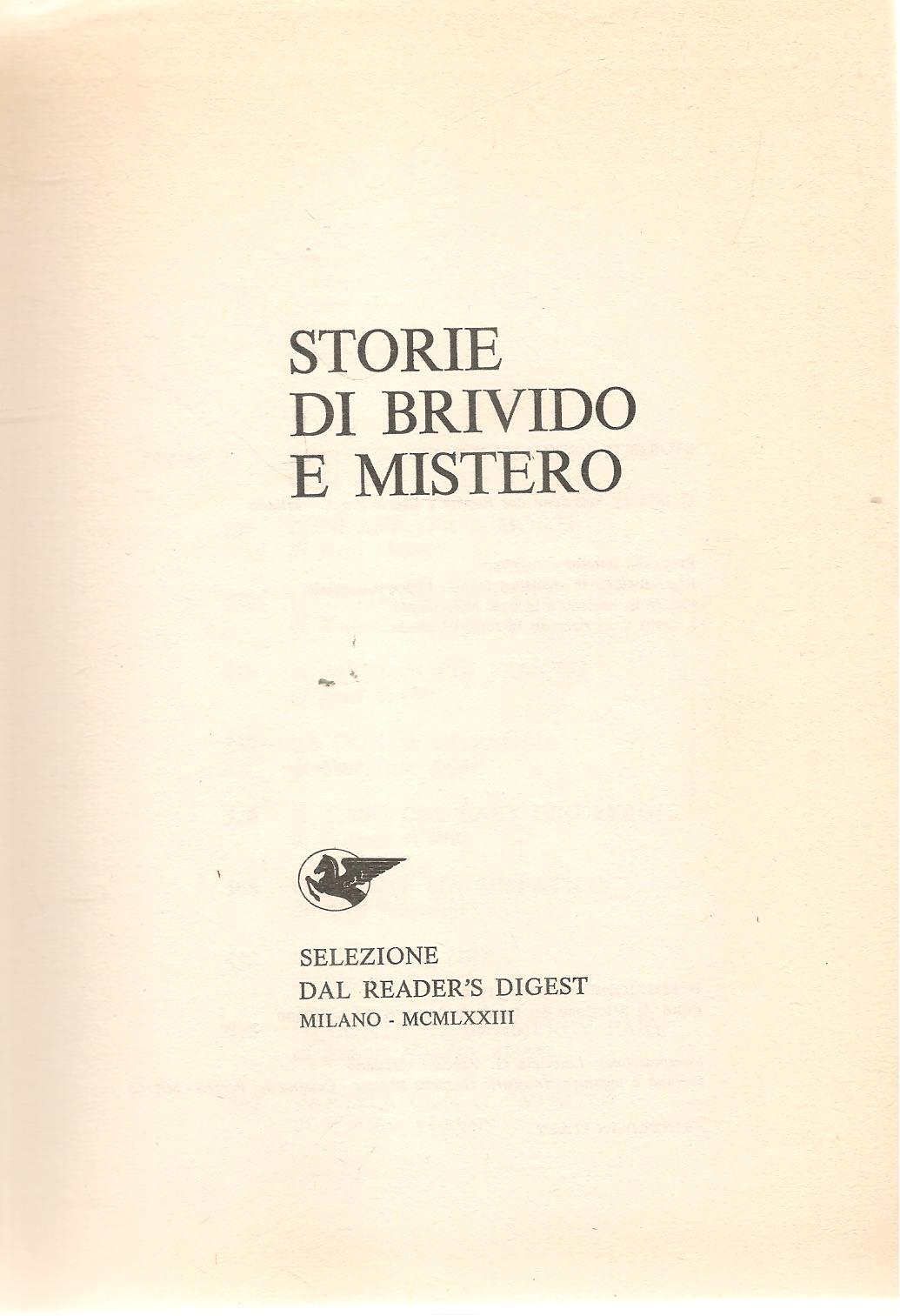 STORIE DI BRIVIDO E DI MISTERO - SELZIONE DAL READER'S DIGIEST 1973 - OUTLET DEL