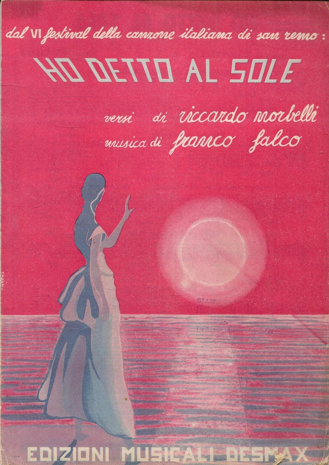 HO DETTO AL SOLE - SANREMO 1956 SPARTITO-SHEET MUSIC