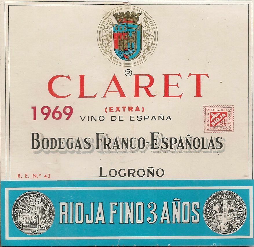 CLARET EXTRA 1969 - LOGROGNO - ETICHETTA VINO