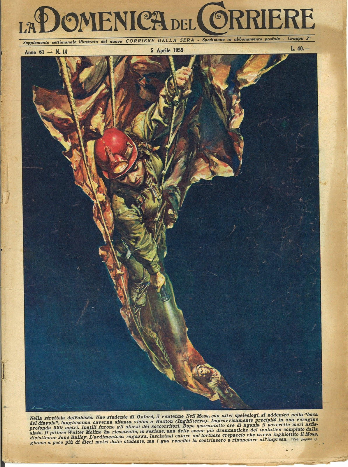 DOMENICA DEL CORRIERE N 14 - 5 APRILE 1959 - ILL. WALTER MOLINO