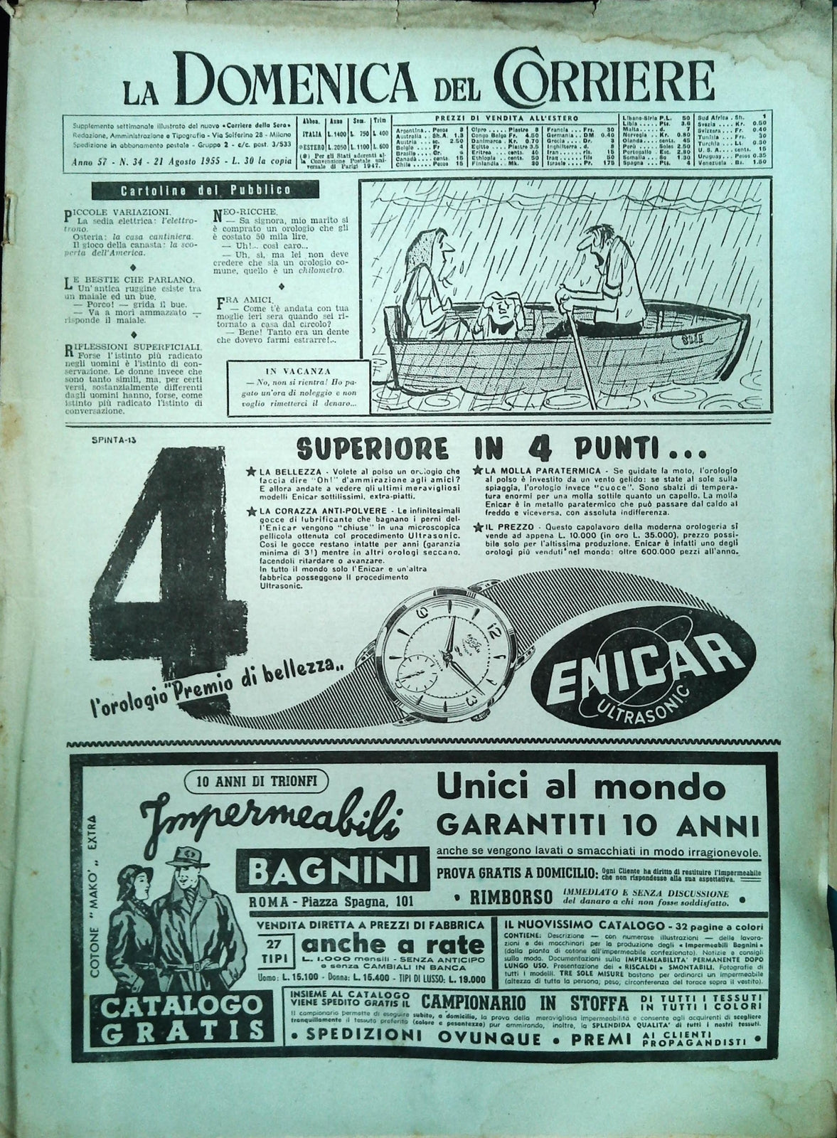 DOMENICA DEL CORRIERE N. 3 - 21 AGOSTO 1955
