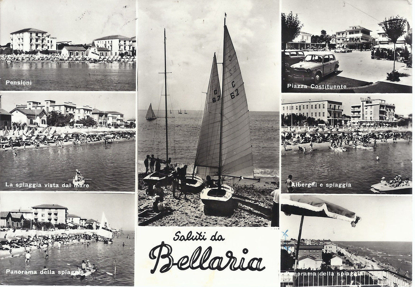 BELLARIA - SALUTI - 7 VEDUTINE - V 1962 - FG