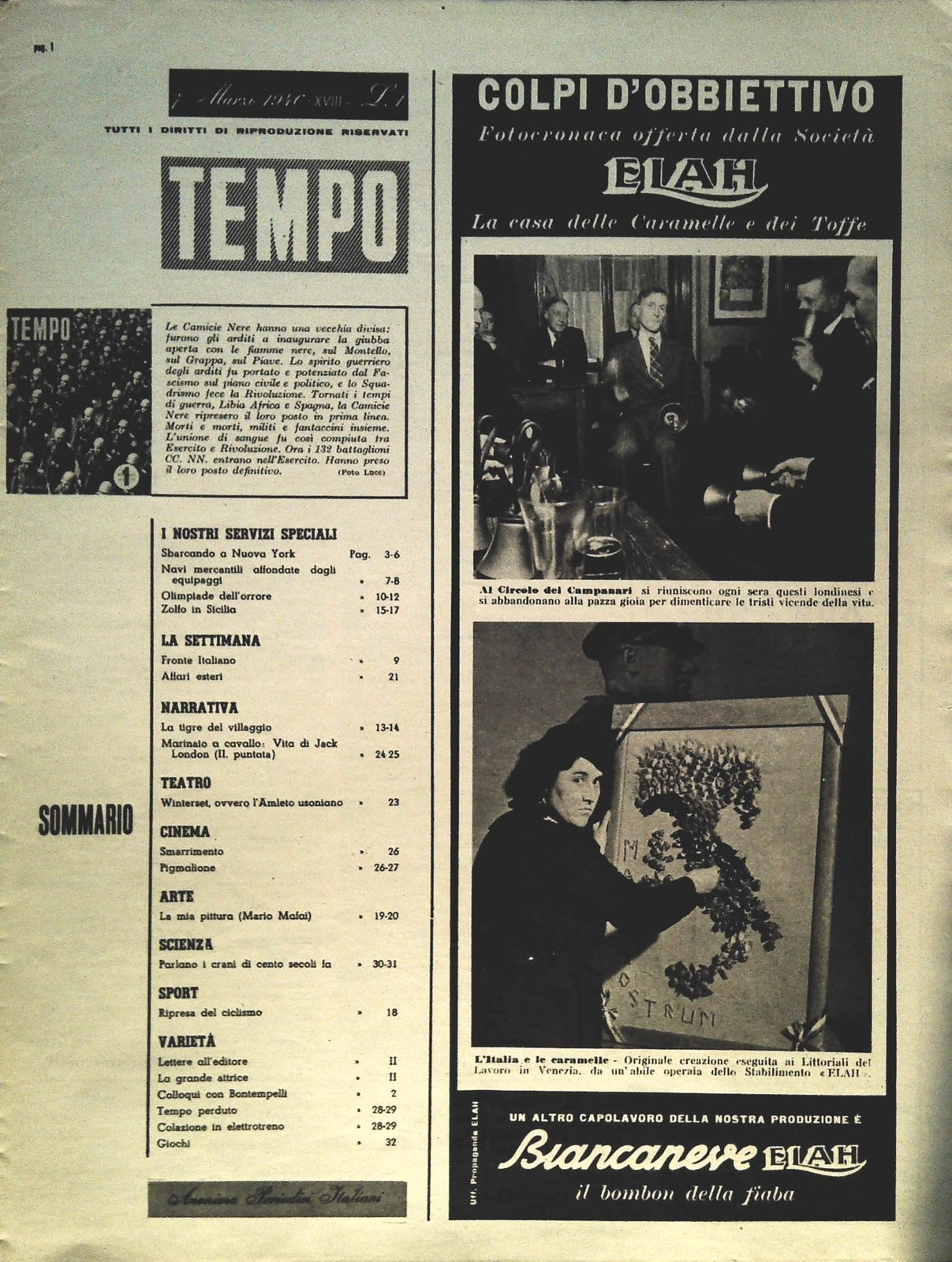 TEMPO N. 41 - 7 MARZO 1940 - NAVI MERCANTILI AFFONDATE DAGLI EQUIPAGGI
