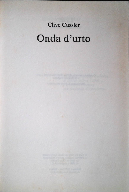 ONDA D'URTO - CLIVE CUSSLER - CDE 1996 - OUTLET DEL LIBRO