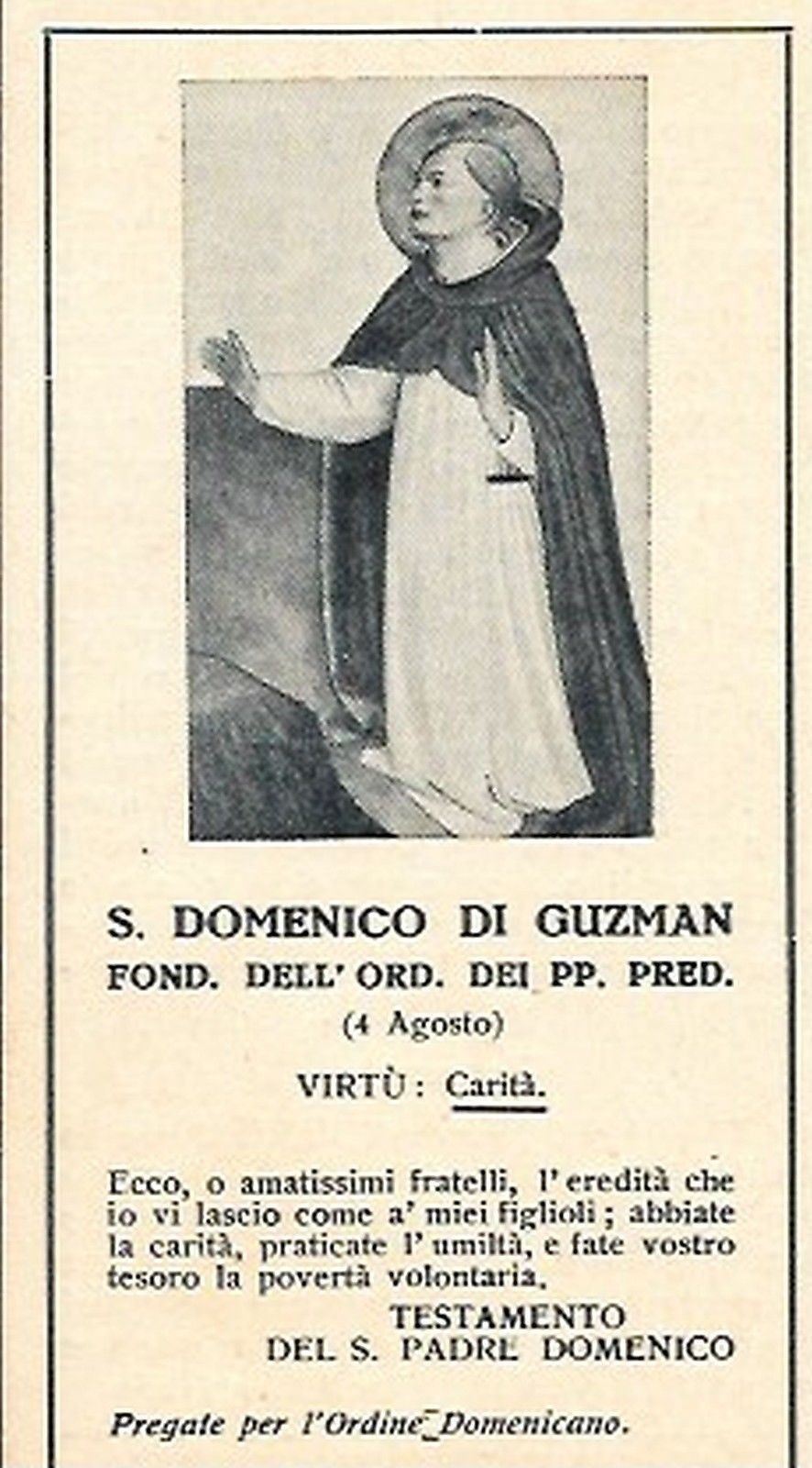 S. DOMENICO DI GUZMAN - FONDATORE DELL'ORDINE DEI PP. P