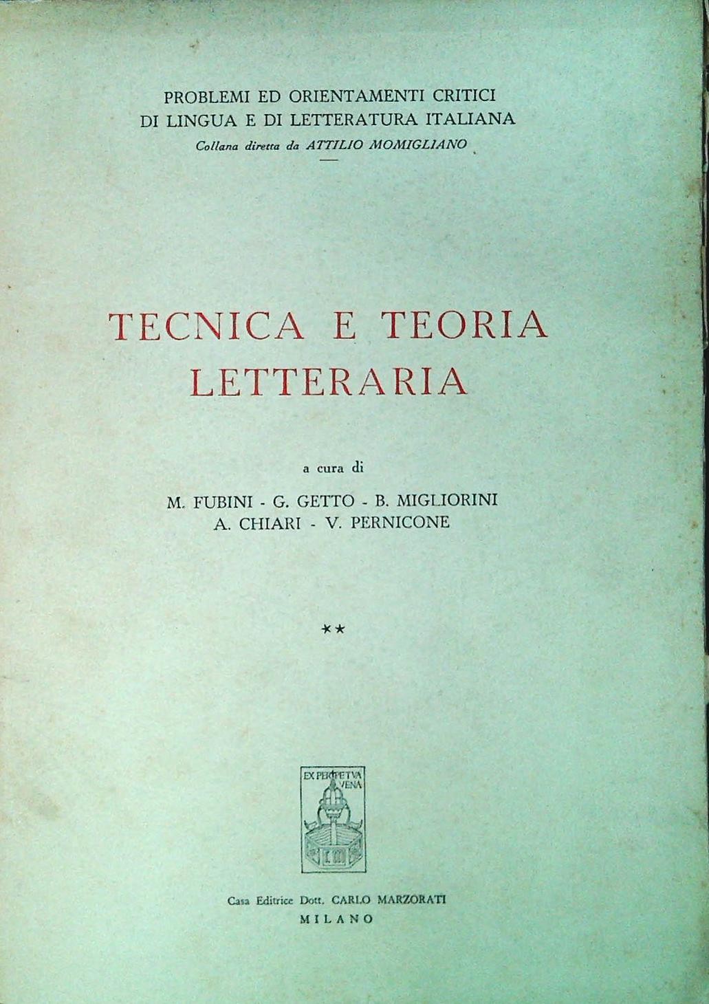 TECNICA E TECNICA LETTERARIA  - ED. MARZORATI 1951