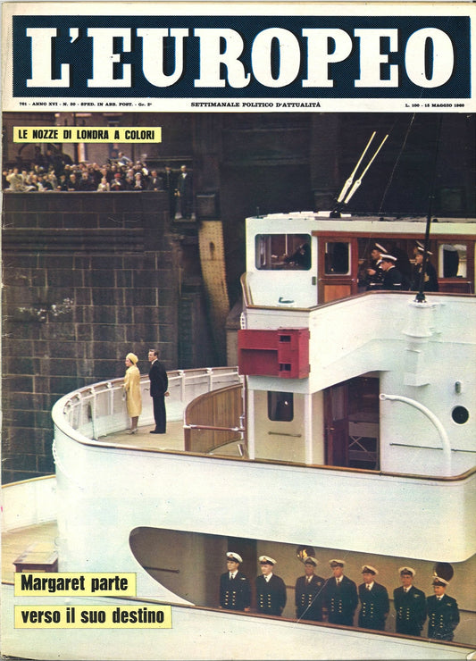 L'EUROPEO 15 MAGGIO 1960 - MARGARET PARTE VERSO IL SUO DESTINO