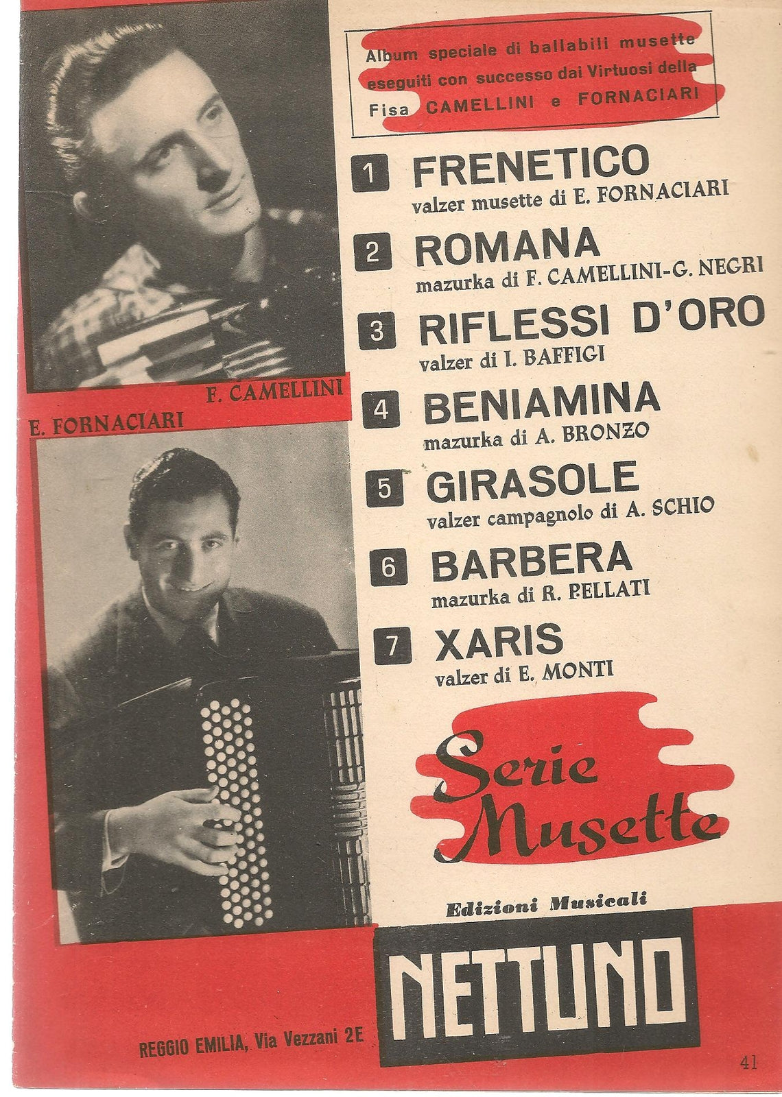 CAMELLINI-FORNACIARI - SETTE BRANI PER FISA SOLISTA - SPARTITO-SHEET MUSIC