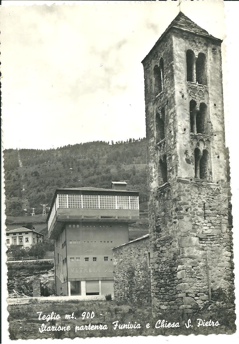 TEGLIO - STAZIONE PARTENZA FUNIVIA E CHIESA S. PIETRO - NV