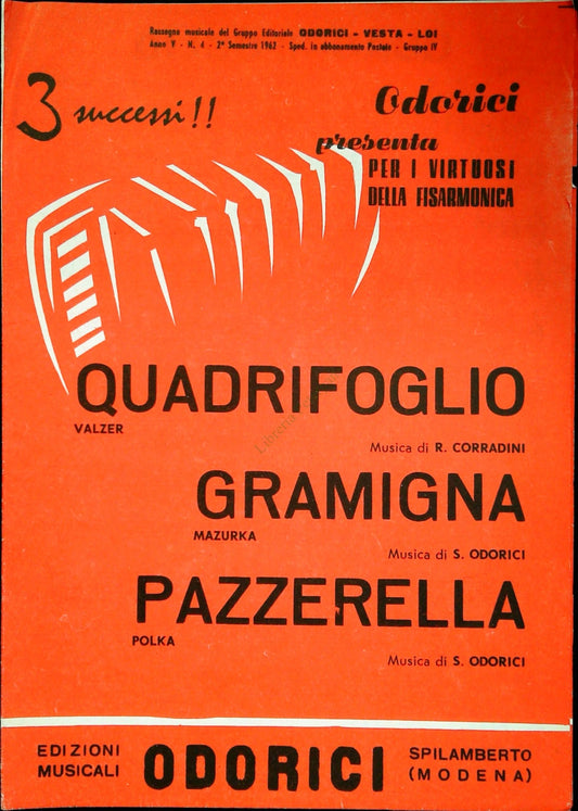 QUADRIFGLIO.valzer-GRAMIGNA.mazurka-PAZZERELLA.polka -SPARTITO-SHEET MUSIC