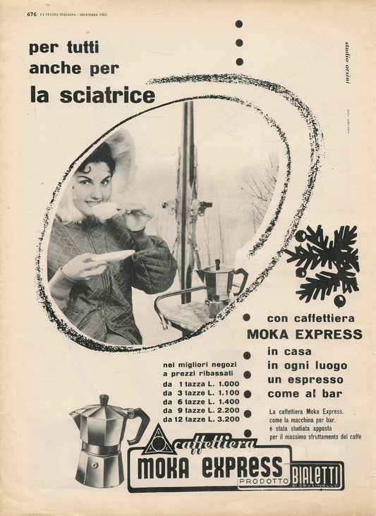 MOKA EXPRESS BIALETTI... PER TUTTI ANCHE LA SCIATRICE - ADVERTISING