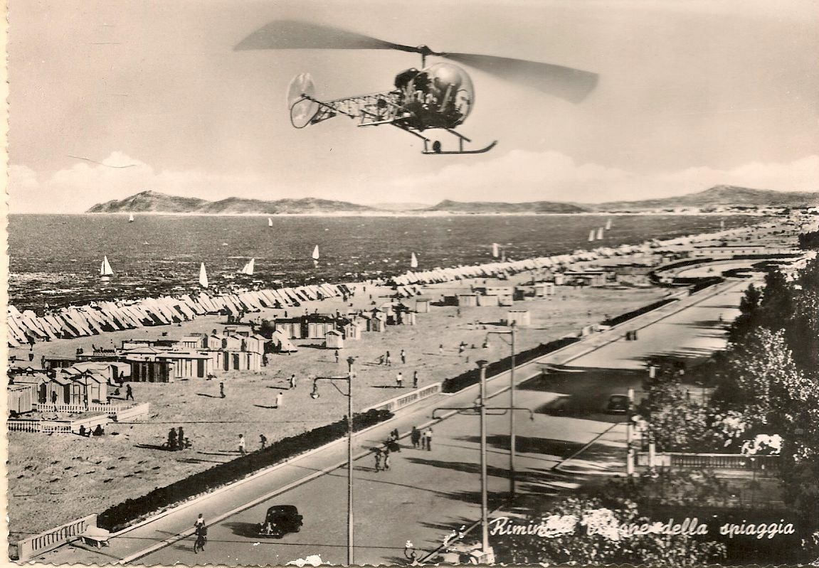 RIMINI - VISIONE DELLA SPIAGGIA - ELICOTTERO - V1961