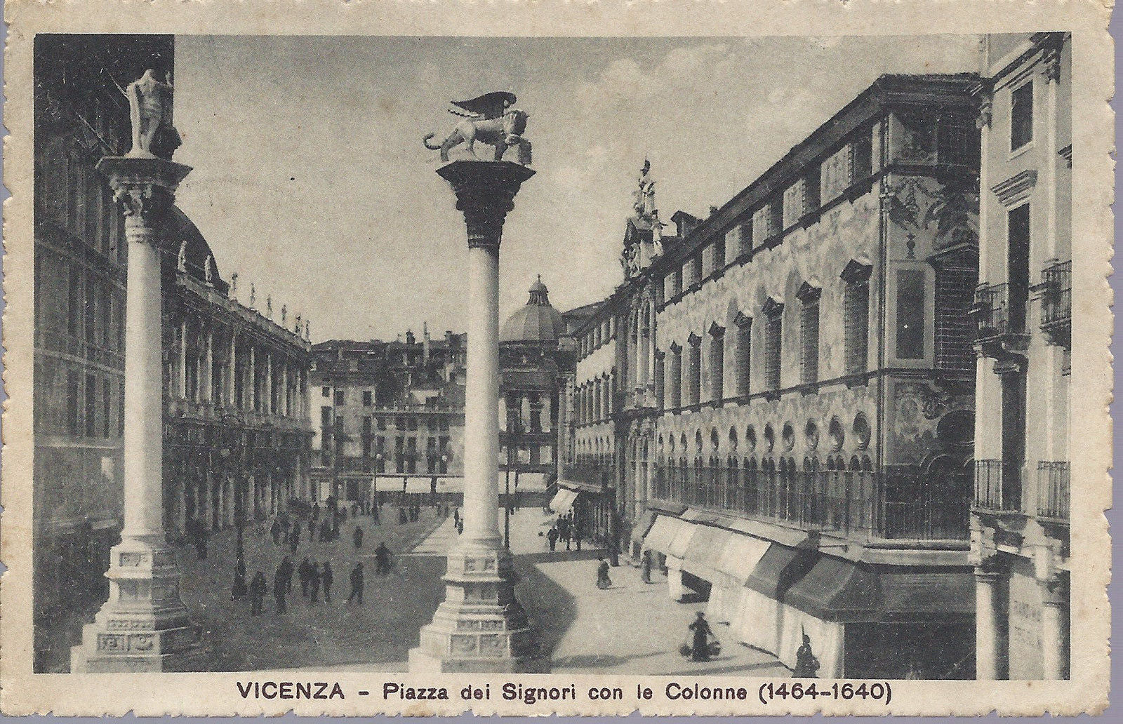 VICENZA - PIAZZA DEI SIGNORI CON LE COLONNE - V 1917 - FP