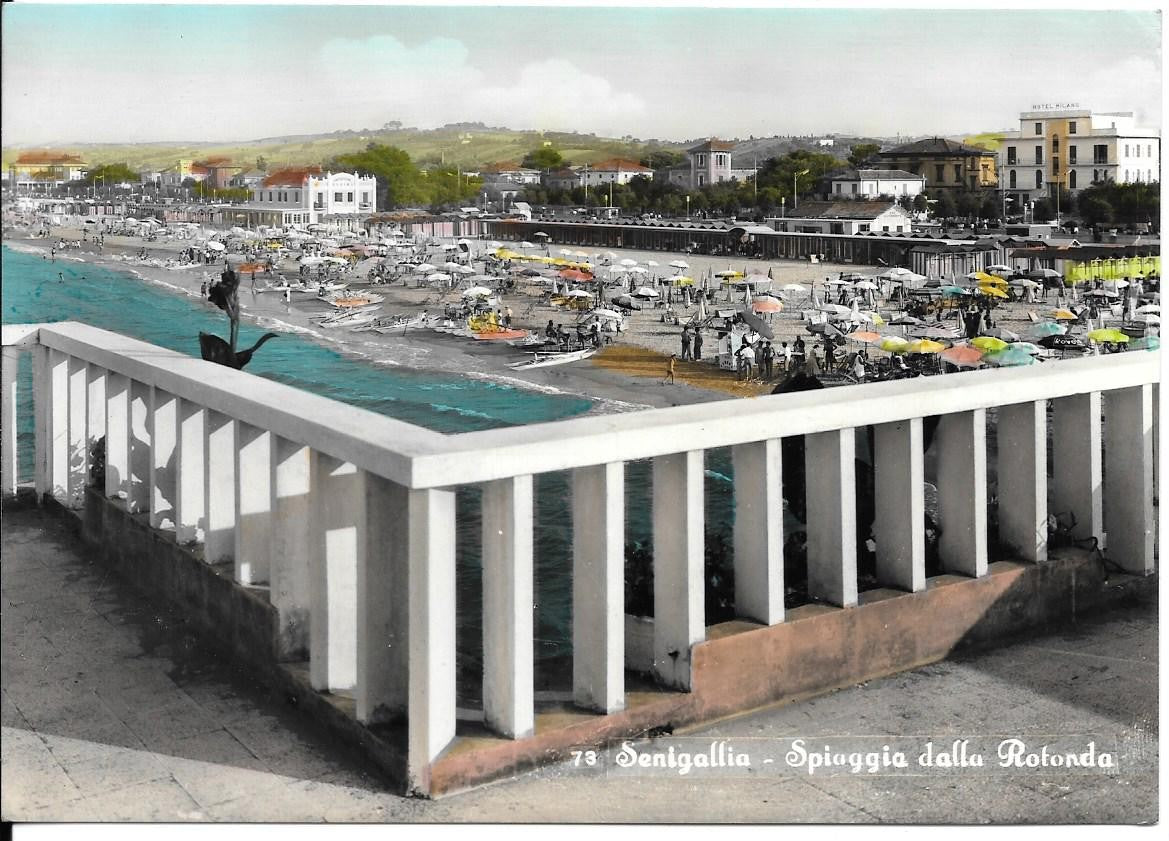 SENIGALLIA - SPIAGGA DALLA ROTONDA - V1960 - ACQUARELLATA