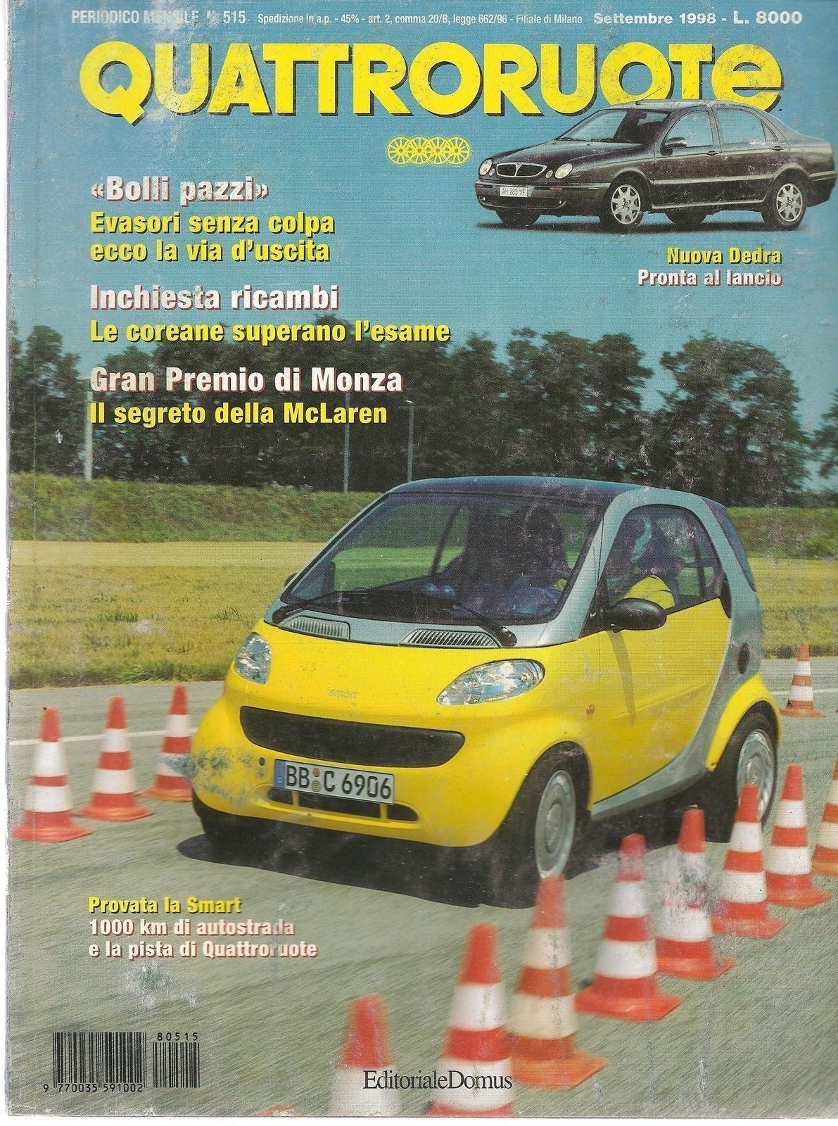QUATTRORUOTE N 515 SETTEMBRE 1998 EDITORIALE DOMUS - AA.VV.
