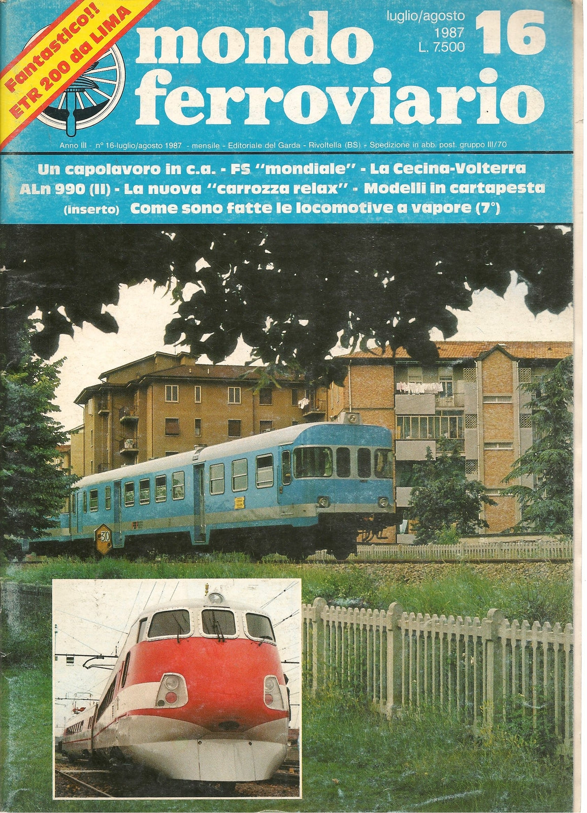 MONDO FERROVIARIO N 16 - LUGLIO-AGOSTO 1987 - inserto incluso