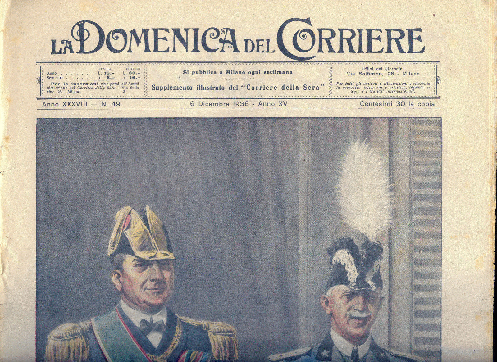 LA DOMENICA DEL CORRIERE N 49 - 6 DICEMBRE 1936