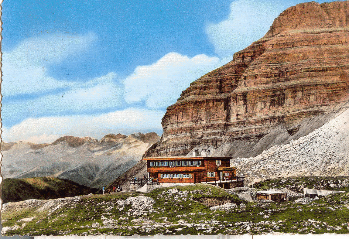 DOLOMITI DI BRENTA - RIFUGIO GRAFFER V1957 ACQUERELLATA