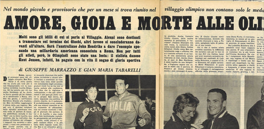 AMORE GIOIA E MORTE ALLE OLIMPIADI - CLIPPING-RITAGLIO DI GIORNALE