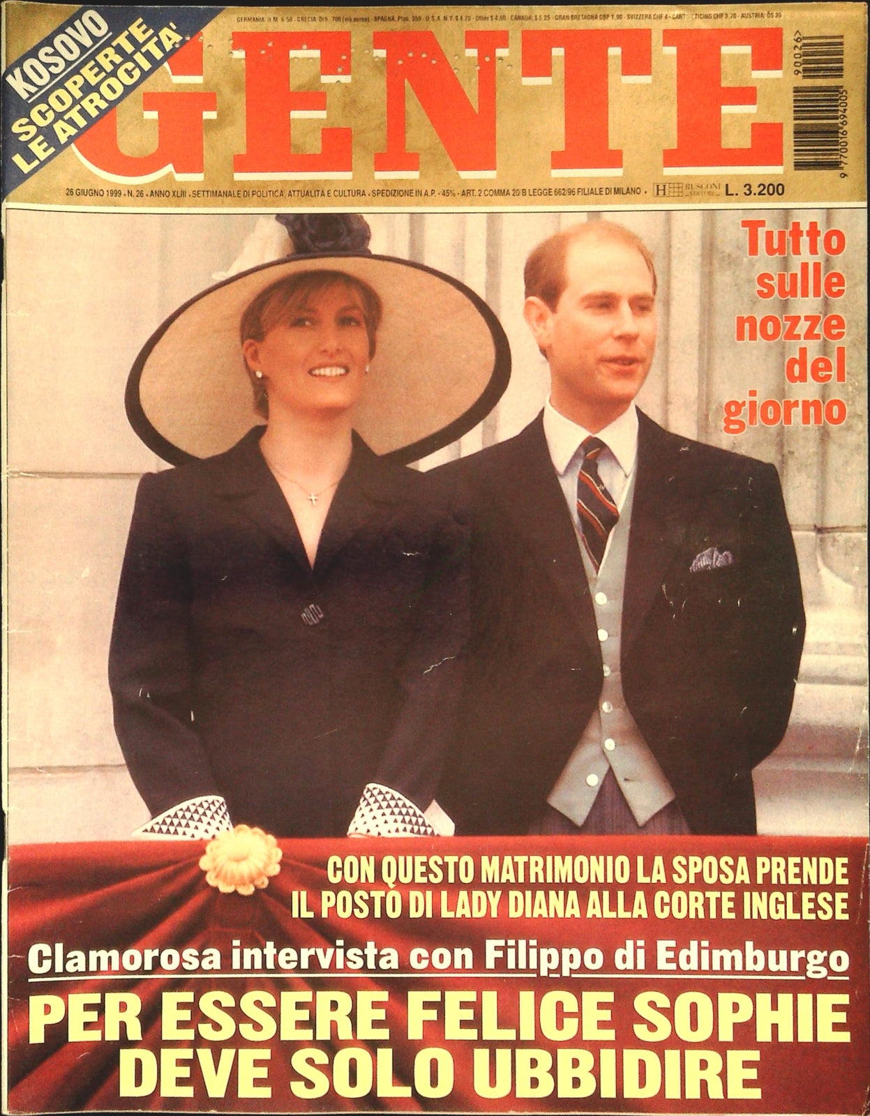 GENTE 26 GIUGNO 1999 - NOZZE EDOARDO D'INGHILTERRA