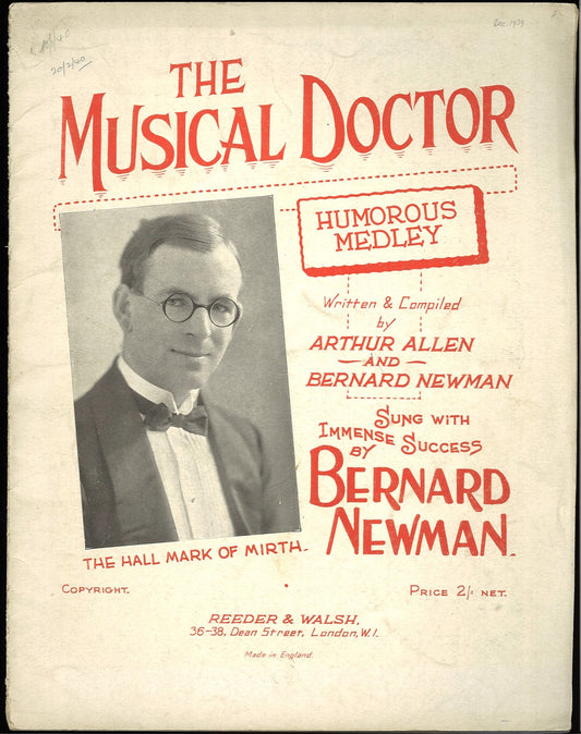THE MUSICAL DOCTOR - HUMOROUS MEDLEY - SPARTITO-SHEET MUSIC