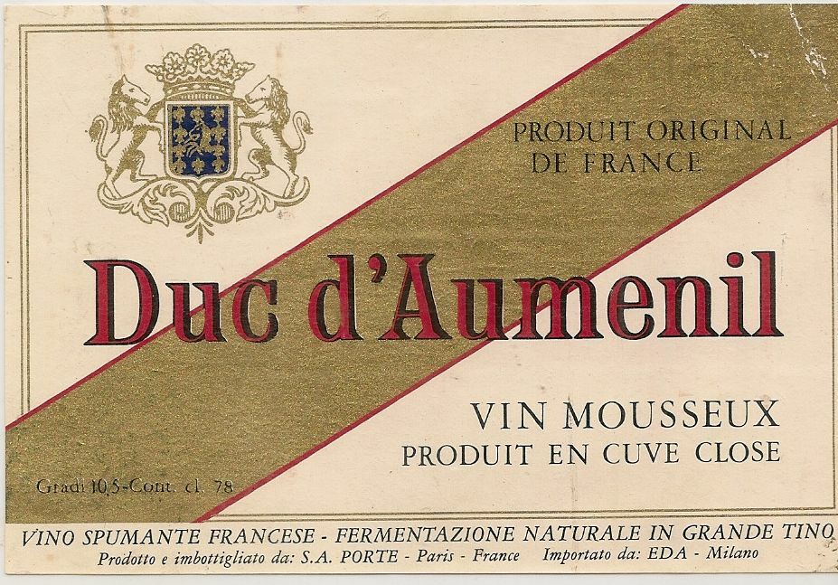 DUC D'AUMENIL - S.A. PORTE - ETICHETTA VINO SPUMANTE