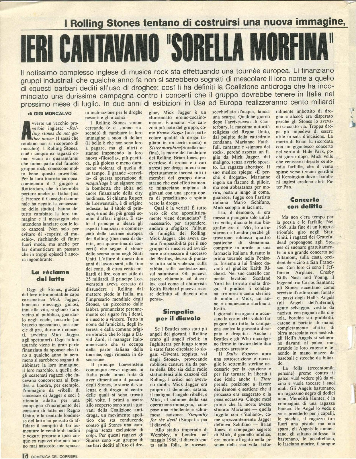 IERI CANTAVANO SORELLA ... - ROLLING STONES - CLIPPING