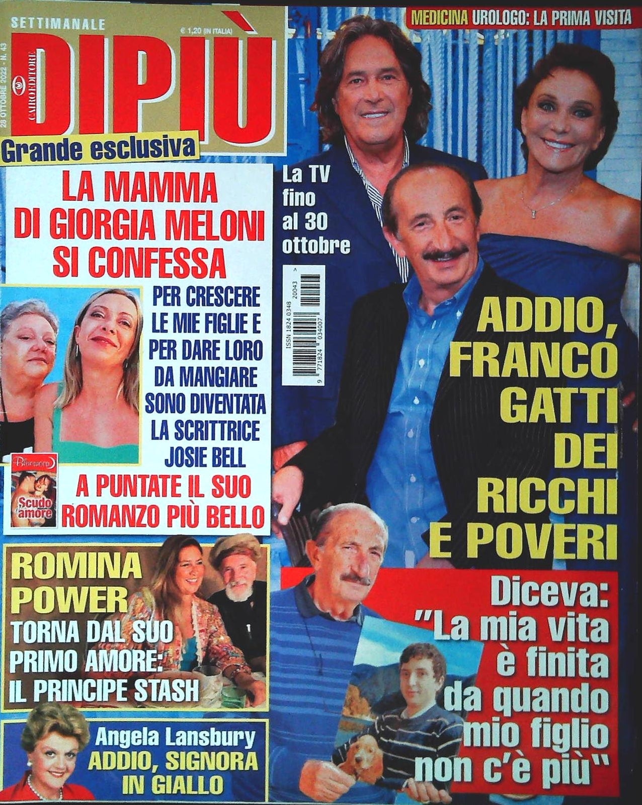 DI PIU' 28 OTTOBRE 2022 - FRANCO GATTI - ROMINA POWER - ANGELA LANSBURY