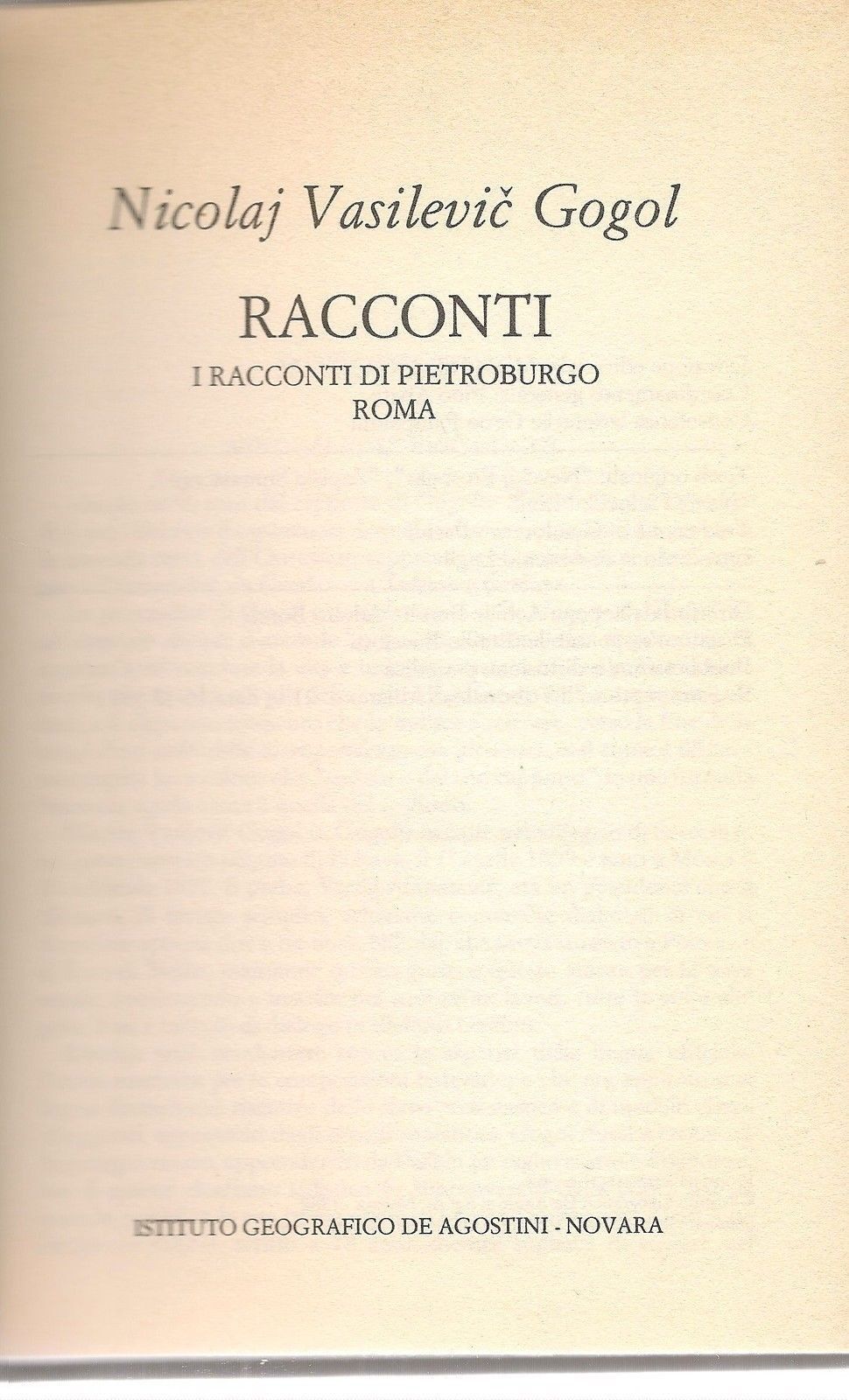 RACCONTI - NICOLAJ VASIVELIC GOGOL