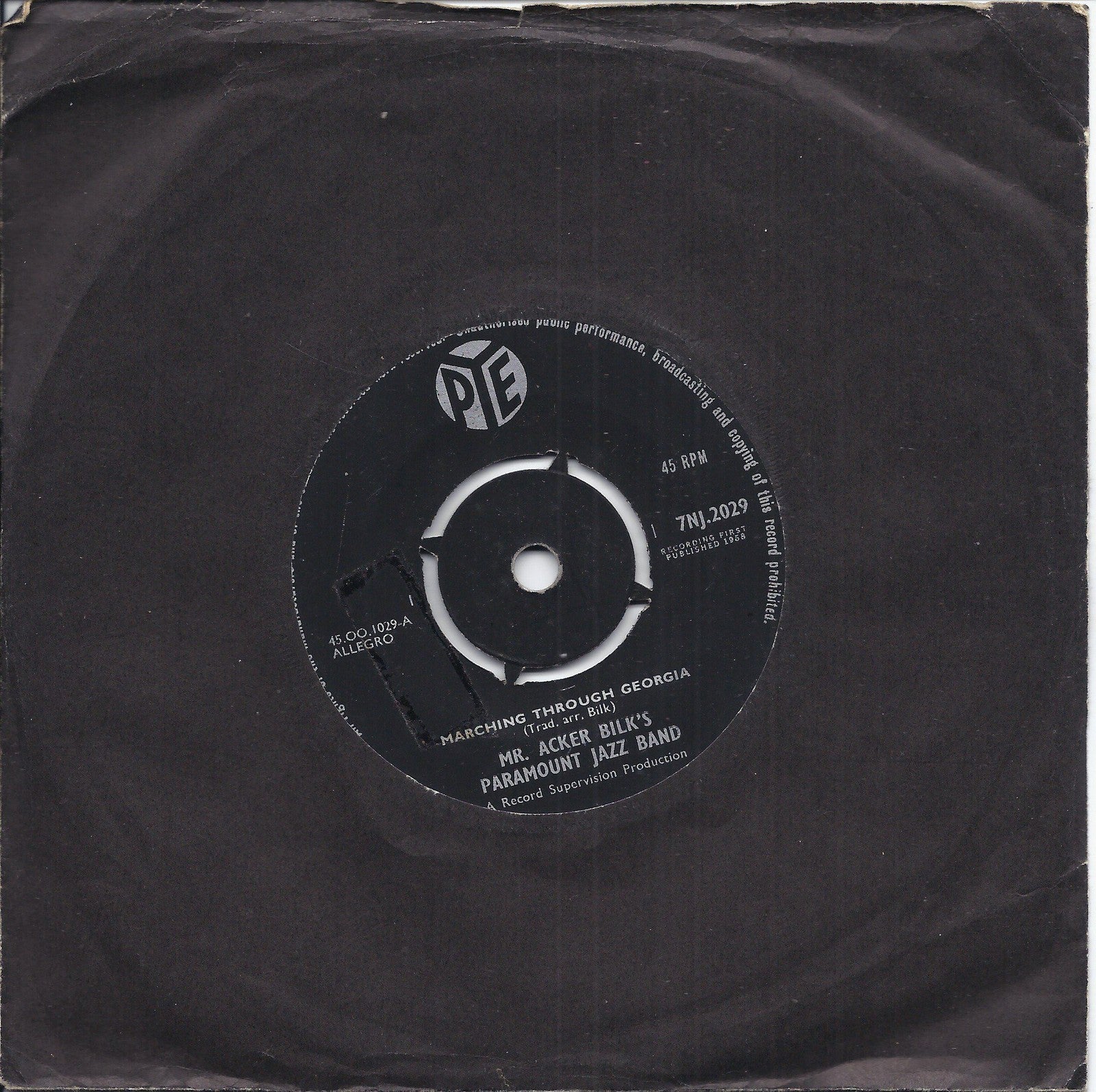 MARCHING THROUGH GEORGIA - DELIA GONE -- MR. ACKER BILK'S PARAMOUNT JAZZ BAND