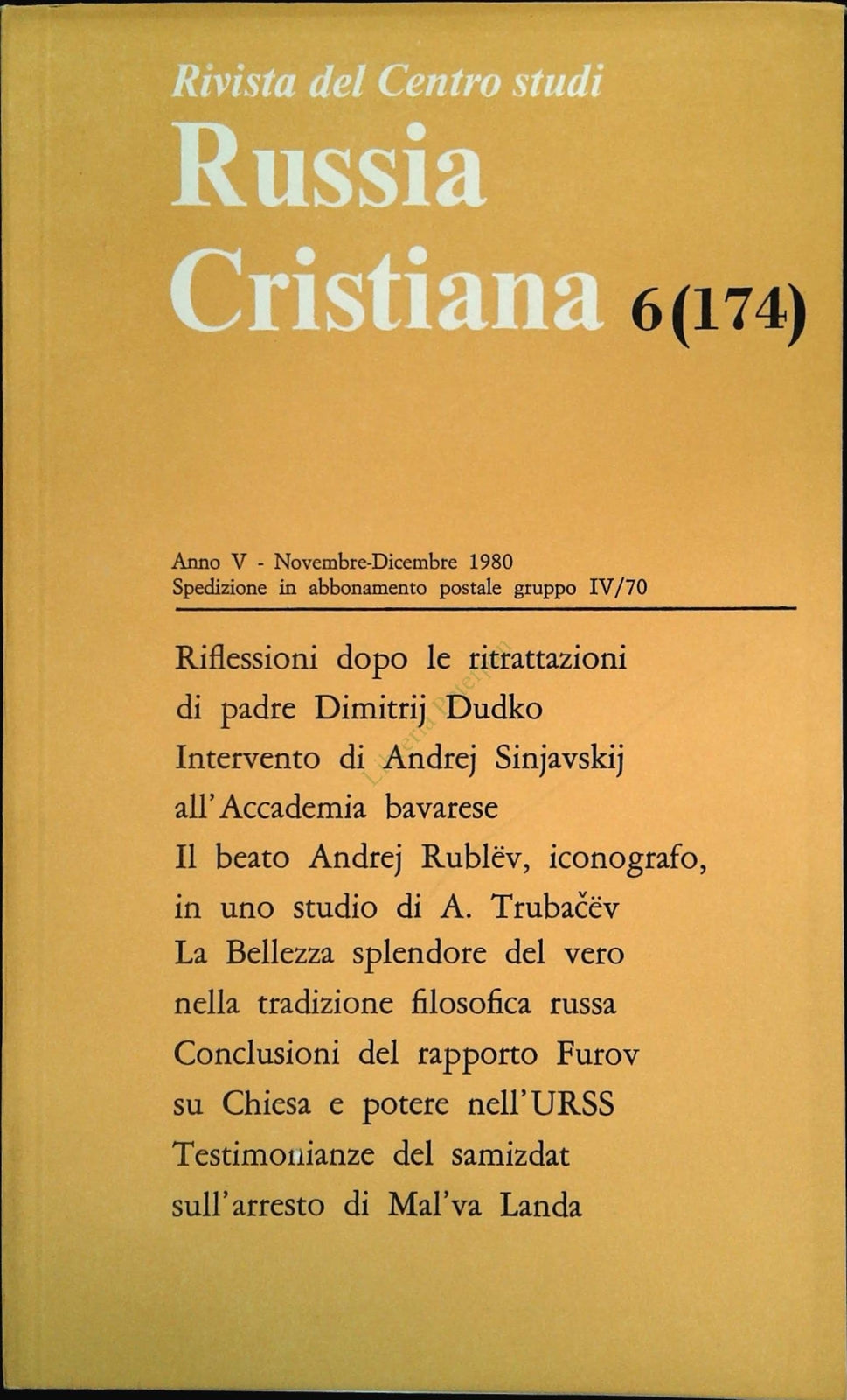 RUSSIA CRISTIANA N. 174 - NOVEMBRE-DICEMBRE 1980