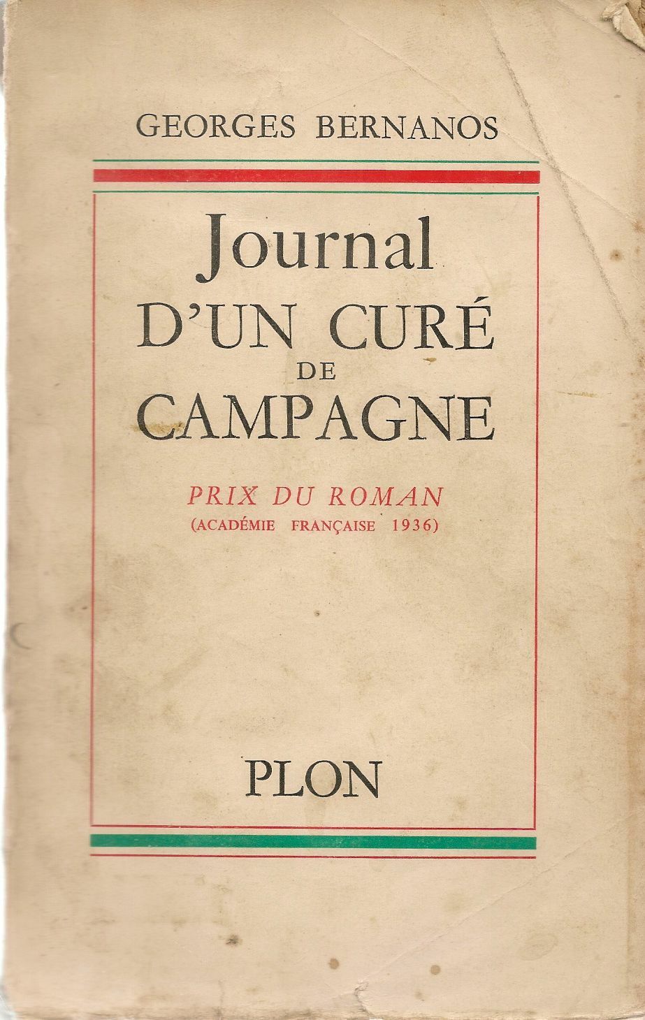 JOURNAL D'UN CURE DE CAMPAGNE - GEORGES BERNANOS - PLON 1958 - FRENCH TEXT
