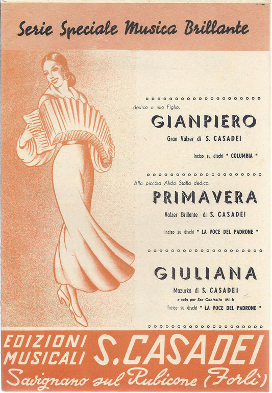 GIAMPIERO - PRIMAVERA (valzer) - GIULIANA (mazurka) Secondo Casadei # SPARTITO