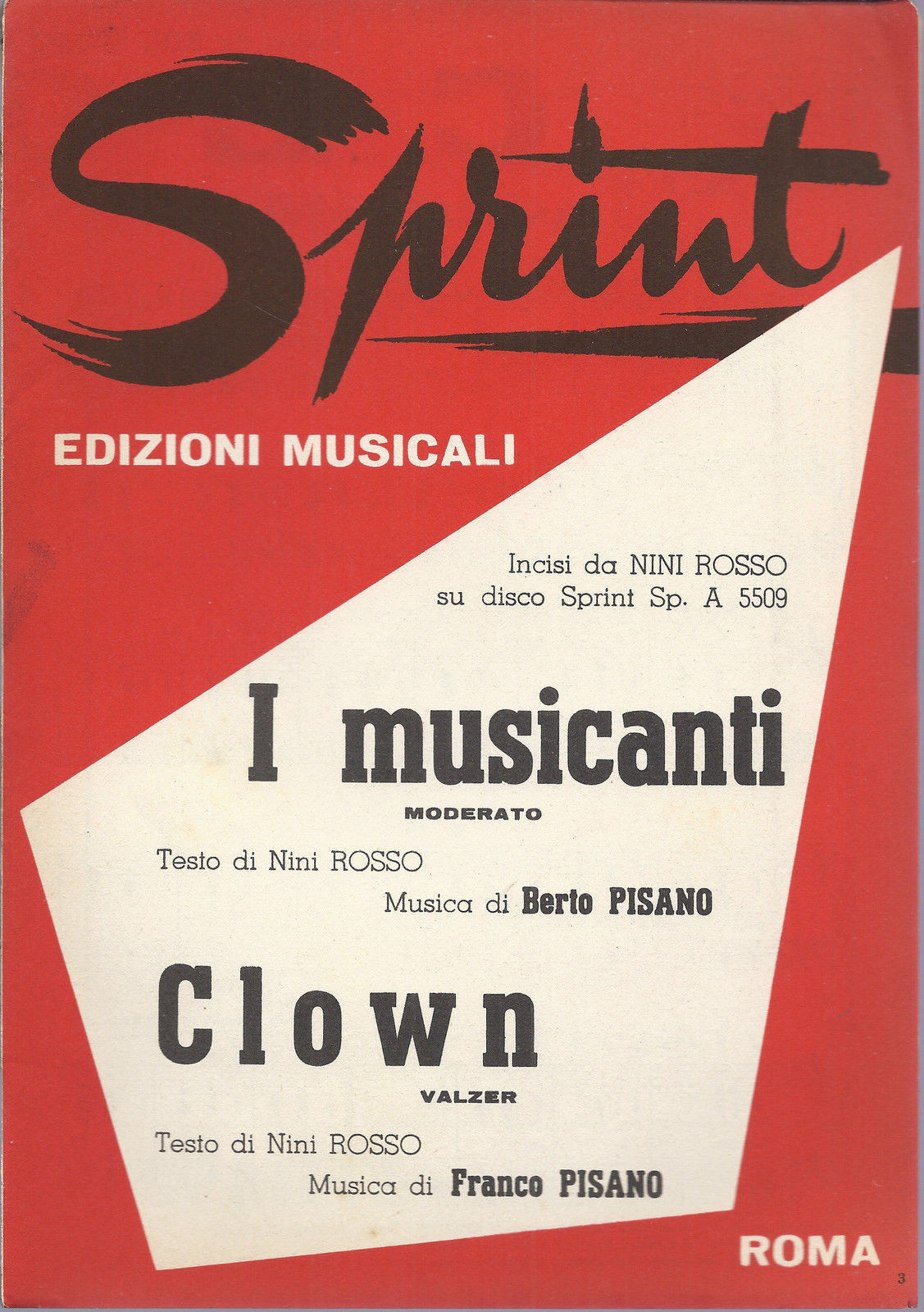 I MUSICANTI   Nini Rosso - B. Pisano -- CLOWN  N. Rosso - F. Pisano # SPARTITO