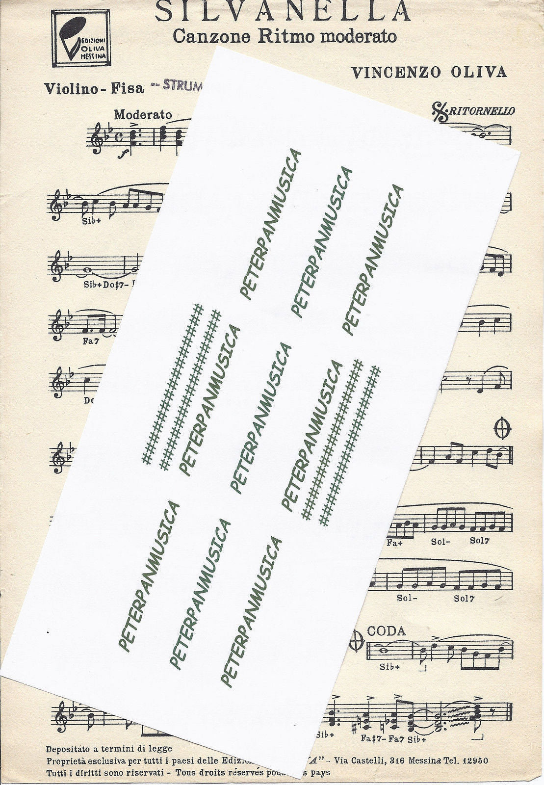 SILVANELLA - NOTTURNO - MA MELODIE # SPARTITO -- Violino - Fisa