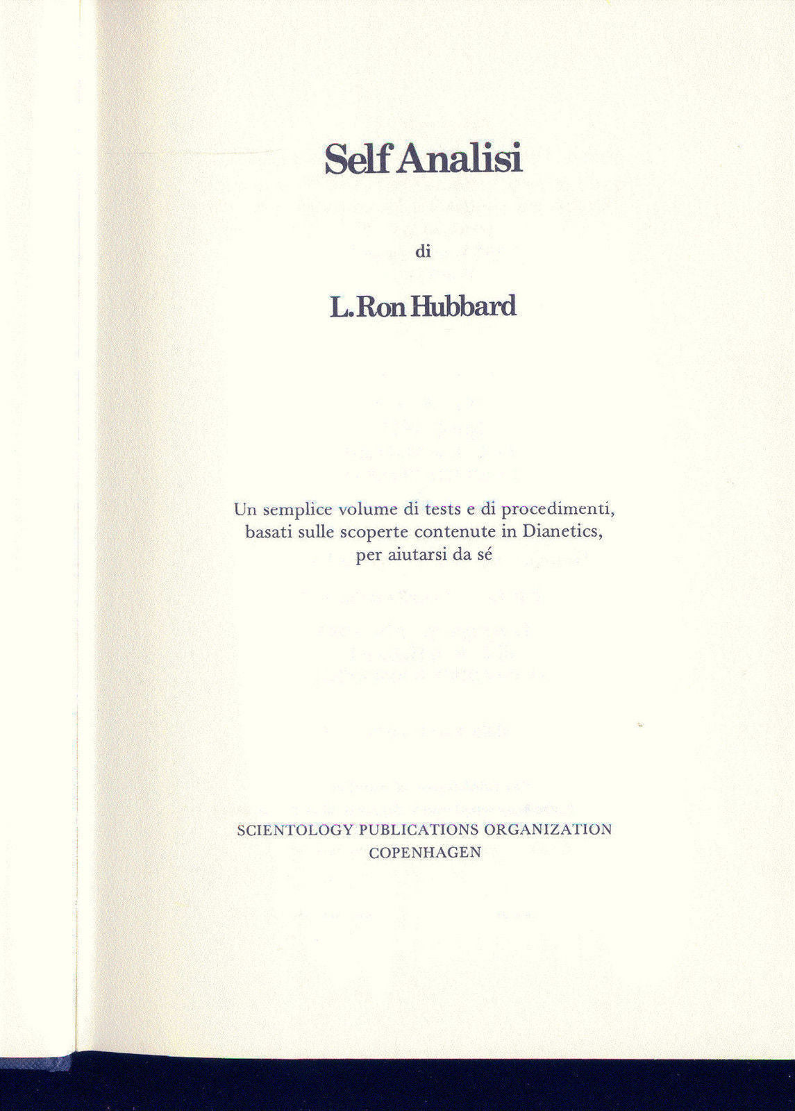 SELF ANALISI - L. RON HUBBARD