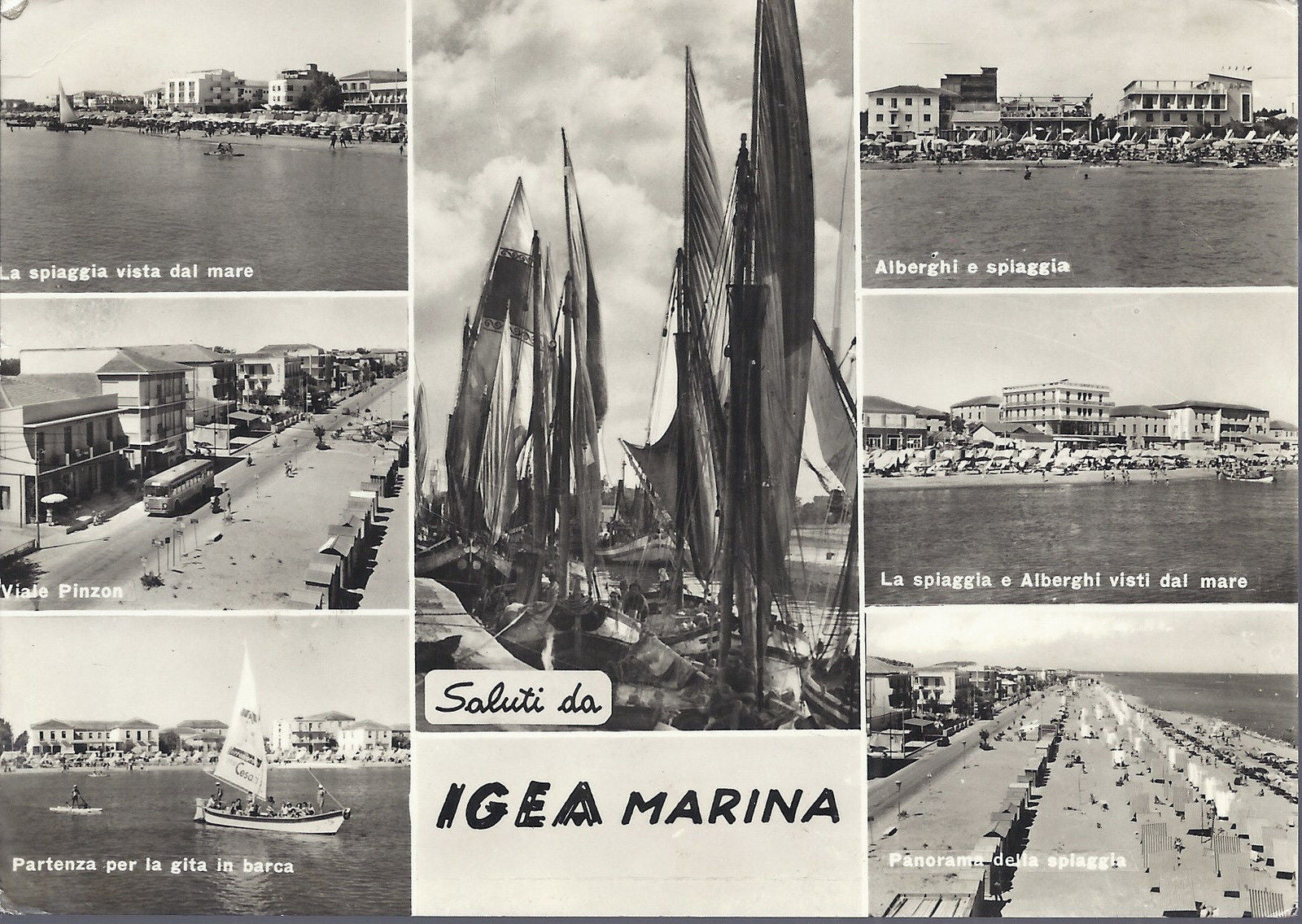 IGEA MARINA - SALUTI - 7 VEDUTE - V 1963 - FG