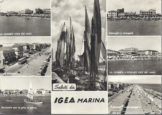 IGEA MARINA - SALUTI - 7 VEDUTE - V 1963 - FG