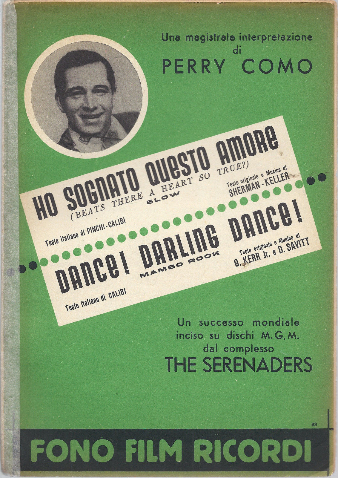 HO SOGNATO QUESTO AMORE  P. Como -- DANCE! DARLING DANCE!  Serenaders # SPARTITO