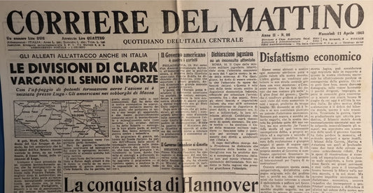 CORRIERE DEL MATTINO 11 APRILE 1945 - SENIO - HANNOVER - VIENNA