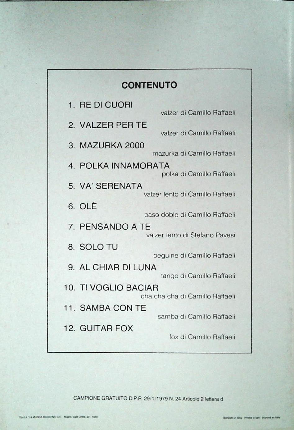 CAMILLO DEL VHO - 12 BRANI - SPARTITO-SHEET MUSIC