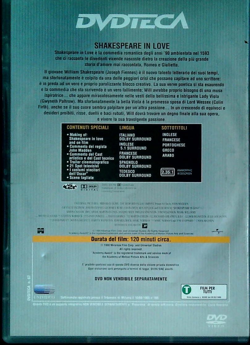 SHAKESPEARE IN LOVE - DVD