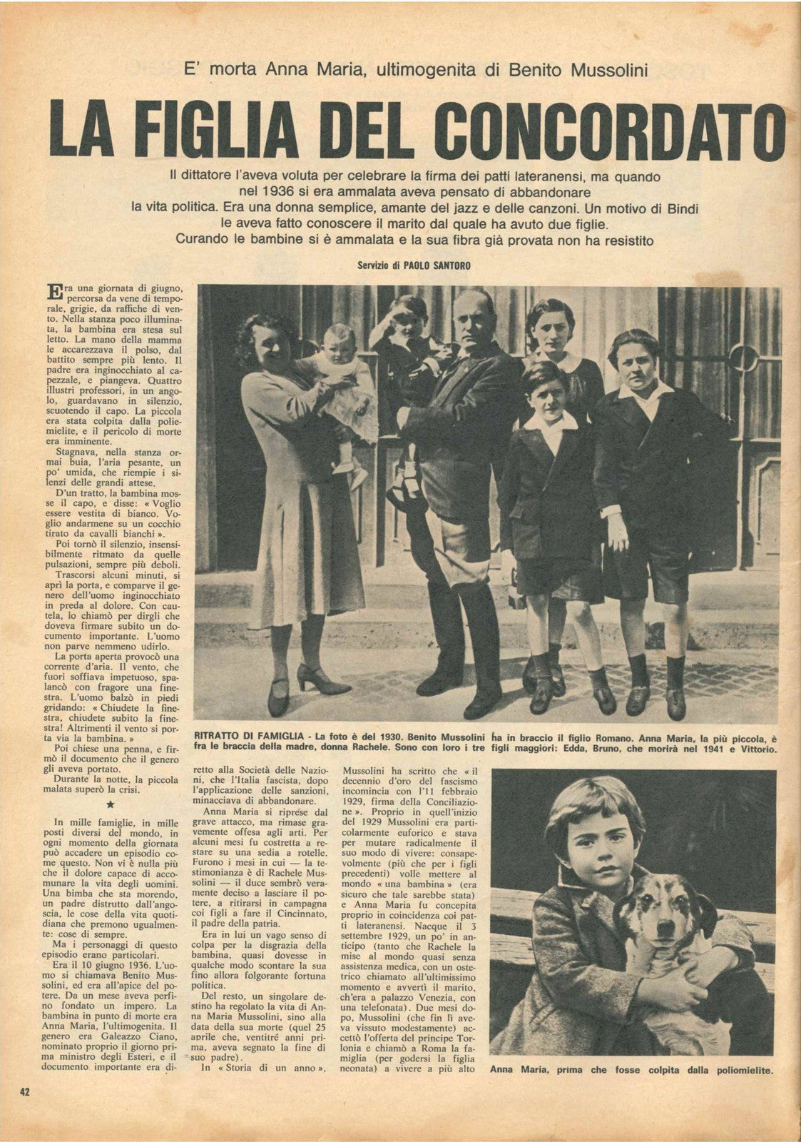 ANNA MARIA MUSSOLINI, MORTE 1968 B - CLIPPING