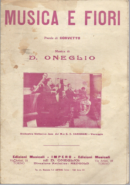 MUSICA E FIORI ( Corvetto - D. Oneglio ) # SPARTITO - Edizioni Impero